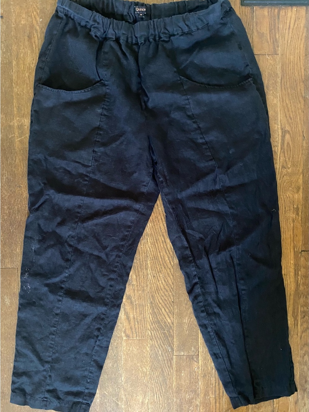 Quince Black Elastic-Waist Ankle Pants